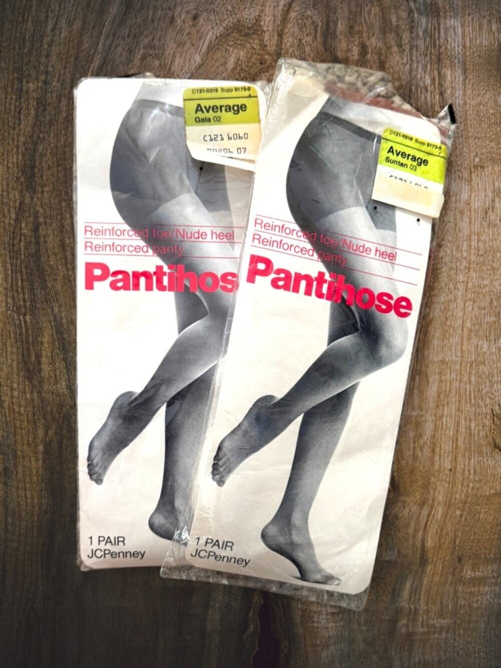 Vintage JCPenney Pantihose Lot of 2 Average Gala Suntan Reinforced Toe NOS